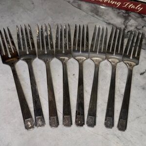 Art Deco Oneida Community Silver Plate  Salad/Dessert Forks - Set of 8